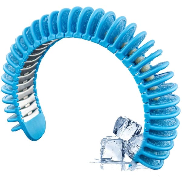 slide 2 of 8, Cooling Neck Band - Personal Portable Air Conditioner Evaporative Wrap with Cooling Aluminum Vents Blue