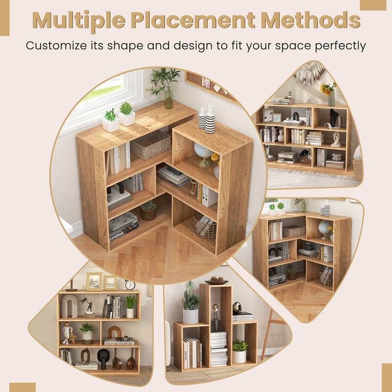 Costway 3-Shelf Concave/Convex Bookshelf Room Organizer with