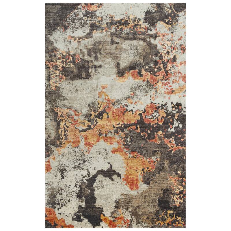 Alora Decor Alure Chocolate, Orange, Beige Modern Wool Blend Rug - 5' x 8'