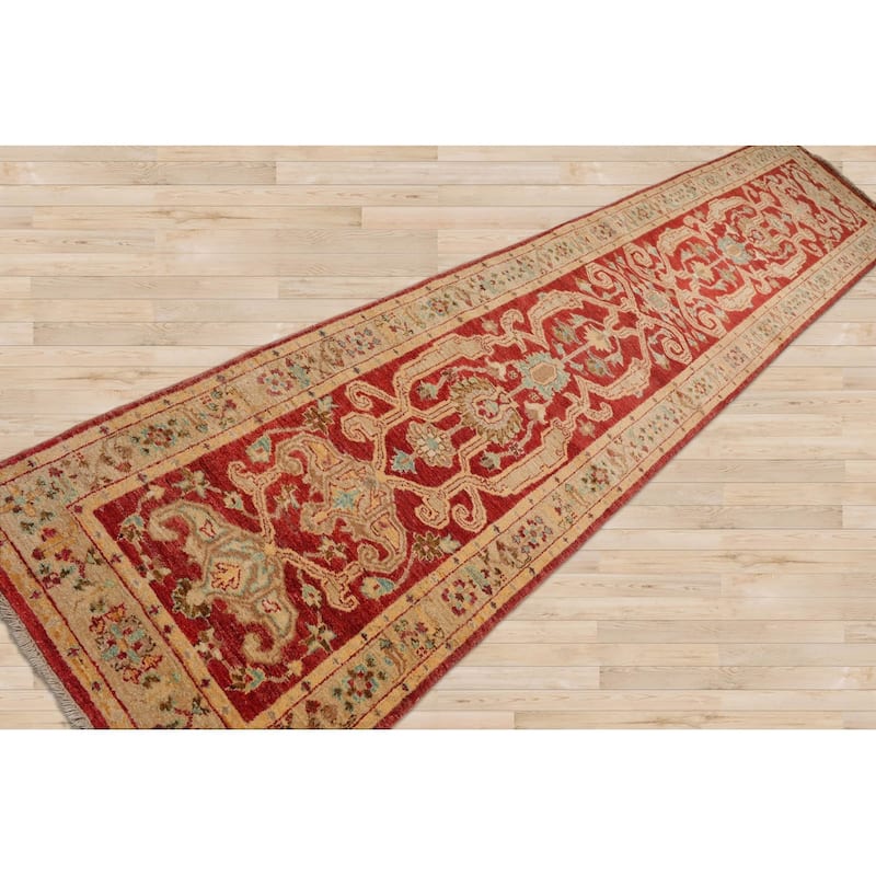 Hand Knotted Chobi Peshawar Rust Persian Wool Traditional Area Rug - 2' 9'' x 13' 11''