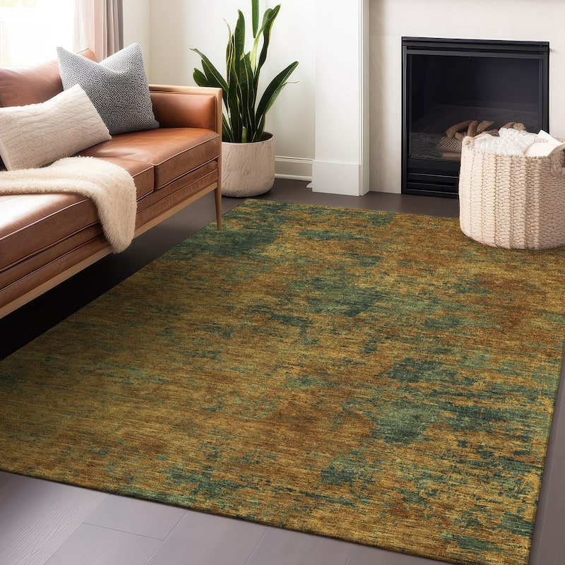 Machine Washable Indoor/ Outdoor Abstract Ombre Chantille Rug - Copper - 9' x 12'