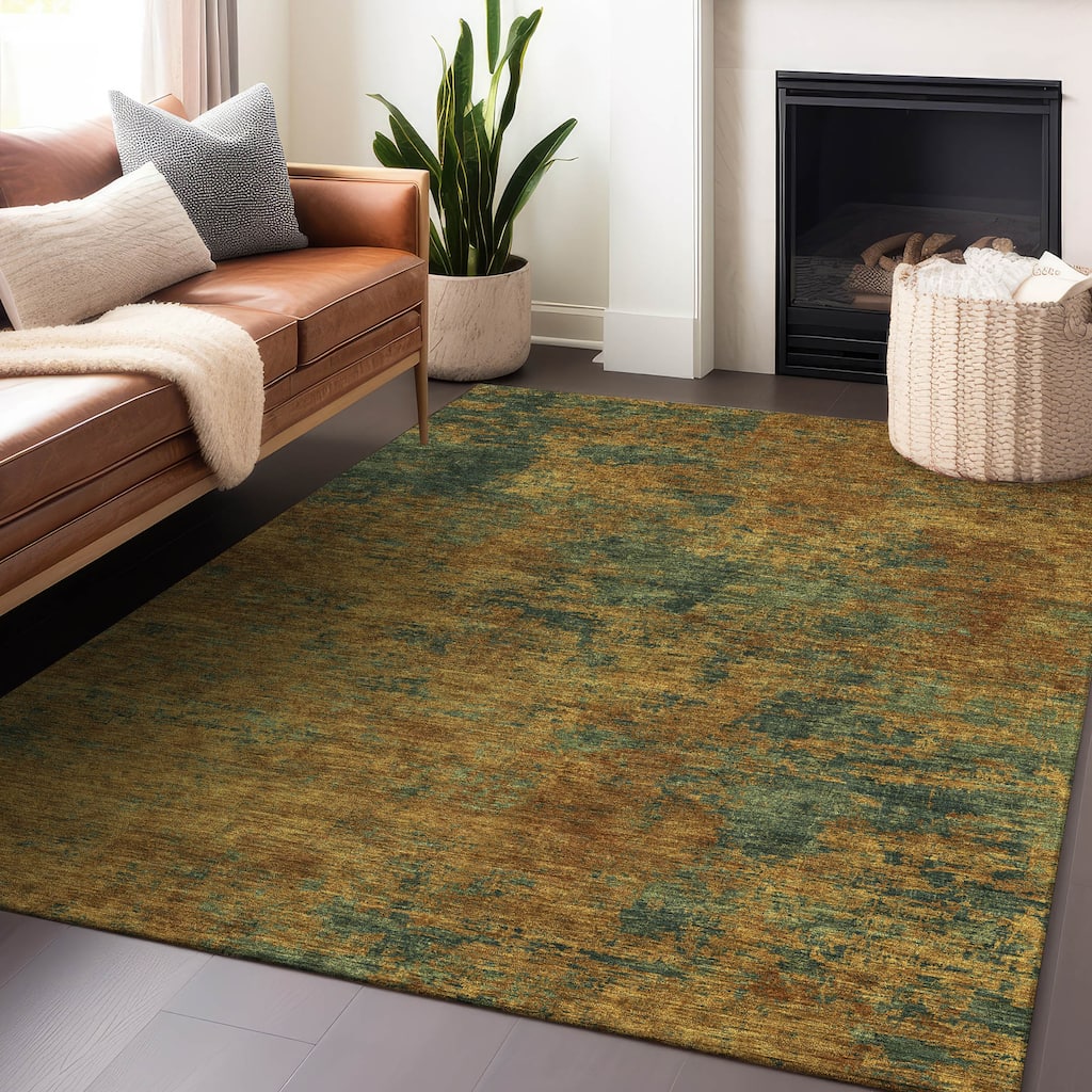 Machine Washable Indoor/ Outdoor Abstract Ombre Chantille Rug