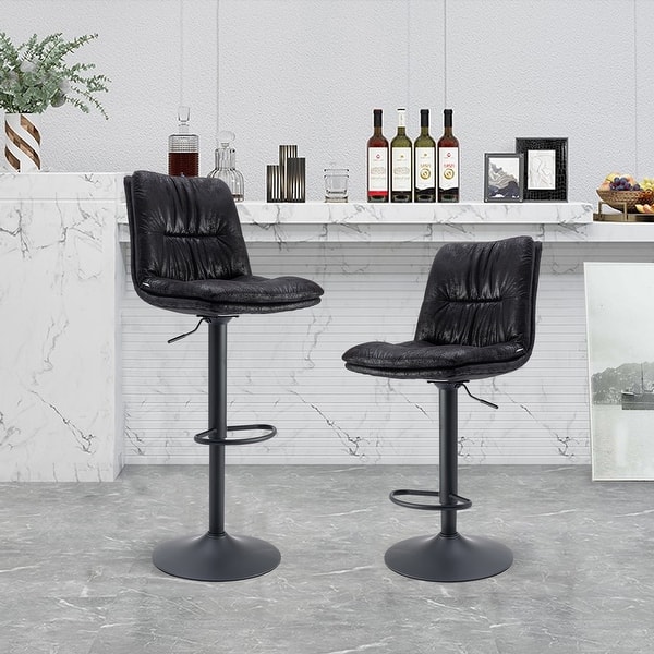 Bar Stools with Back and Footrest Counter Height Dining Chairs Set