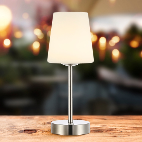 Eli 12.75 Modern Minimalist Iron Wireless Rechargeable Integrated LED Table Lamp Nickel White by JONATHAN Y On Sale Bed Bath Beyond 36024380