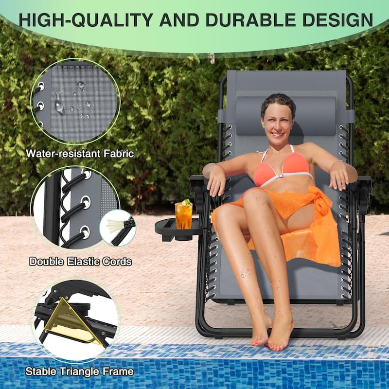 Zero Gravity Chairs Set of 2, Zero Gravity Lounge Chair, Reclining Patio Chairs Folding Recliner for Indoor and Outdoor