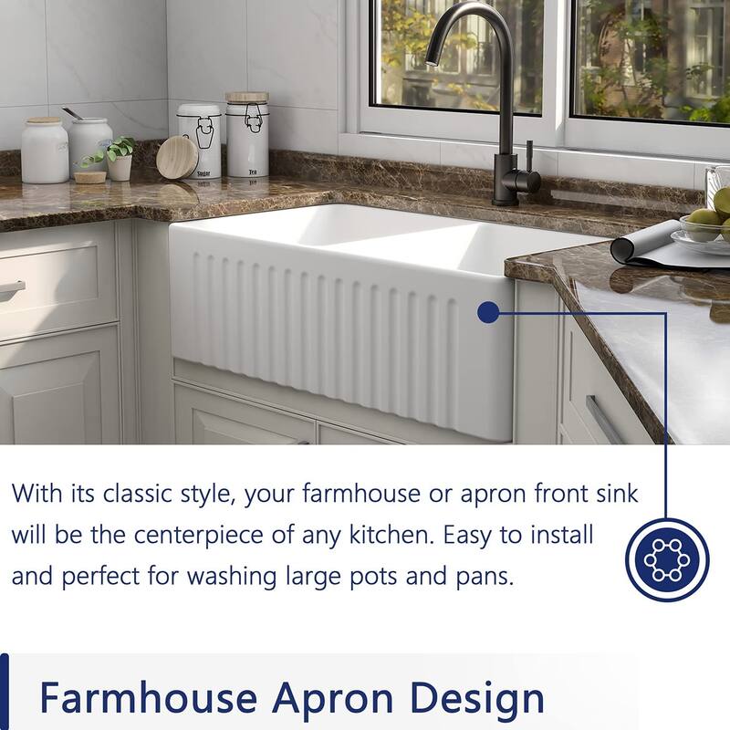 Farmhouse Apron Front Ceramic Kitchen Sink