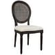 preview thumbnail 44 of 47, French Chic Vintage Style Dining Side Chair With Upholstered Linen Welted Fabric And Elegant Natural Rustic Wood Frame
