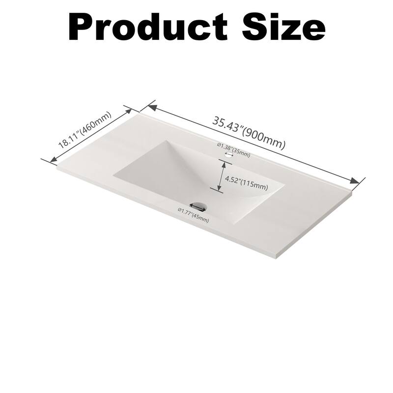 35.5" Modern Munich Black Bathroom Vanity‌ – Includes Basin, Soft-Close Doors & 3 Storage Drawers - 35.5"
