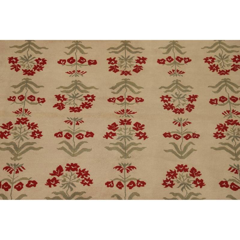 All-Over Aubusson Oriental Area Rug Handmade Wool Carpet - 9'2"x 11'10"