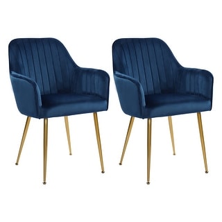 Velvet Accent Dining Chairs with Gold Metal Legs Set of 2