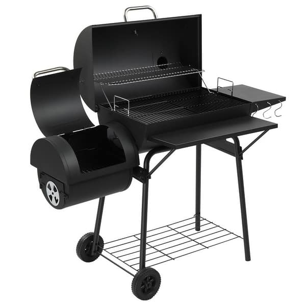 slide 2 of 8, Barrel Charcoal Grill With Offset Smoker And Warming Rack Outdoor BBQ Grill For Backyard Patio Parties - N/A Black