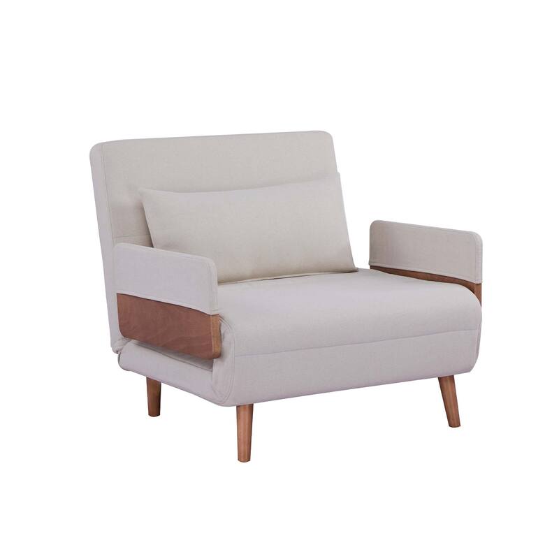 Modern Foldable Sofa Bed - Single Sleeper with Linen Fabric, 6-Level Adjustable Backrest, Converts in 10 Sec, Silent Hinges