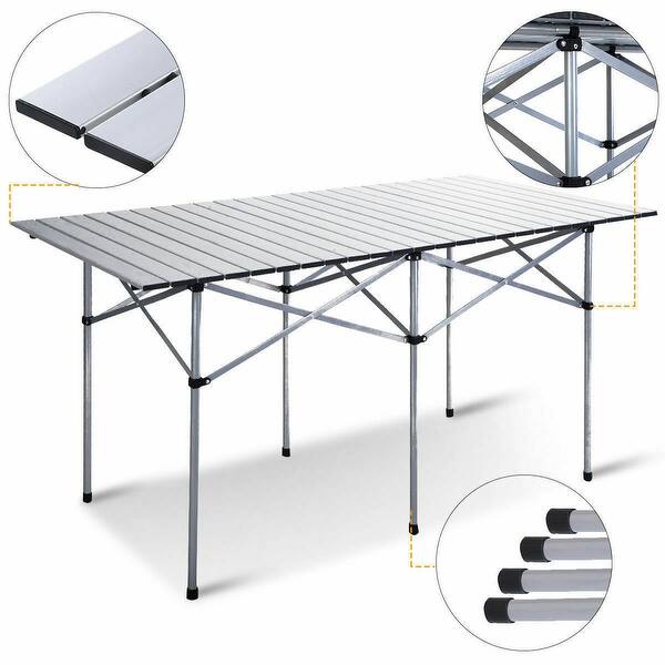 Shop Gymax Large Folding Outdoor Picnic Camp Aluminum Easy Table