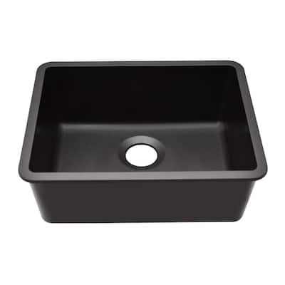 23 Inch Lexicon Platinum Quartz Composite Drop-in Undermount Single Bowl Galaxy Black Kitchen Sink LP-2318-K-SO
