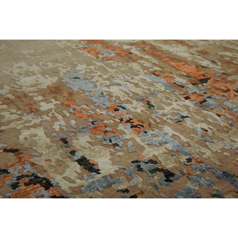 Alora Decor Noble Beige Abstract Hand-knotted Wool Blend Rug