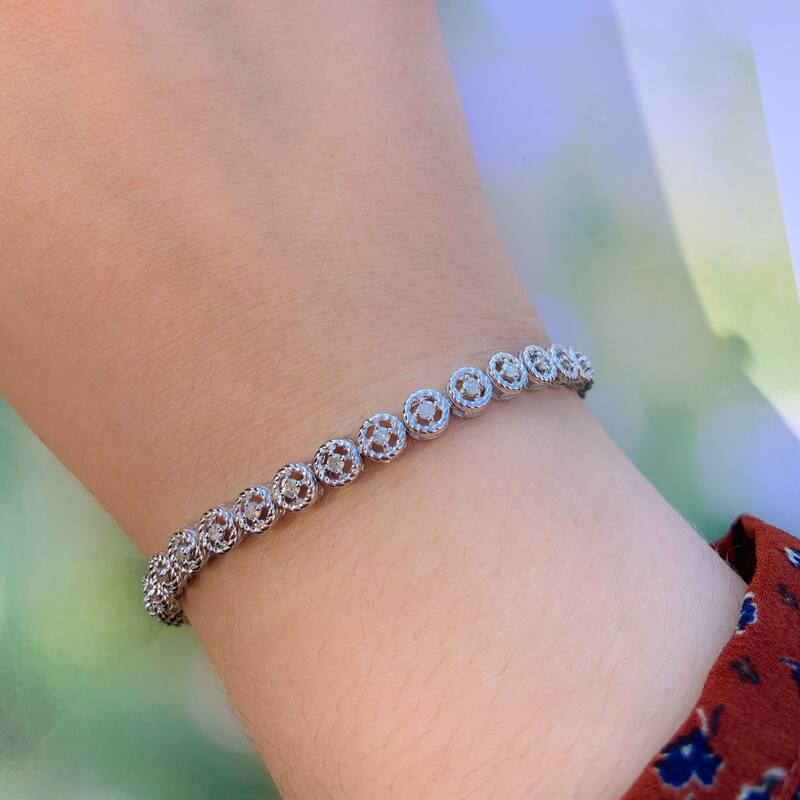 Miadora Sterling Silver 1ct TDW Diamond Tennis Link Bracelet