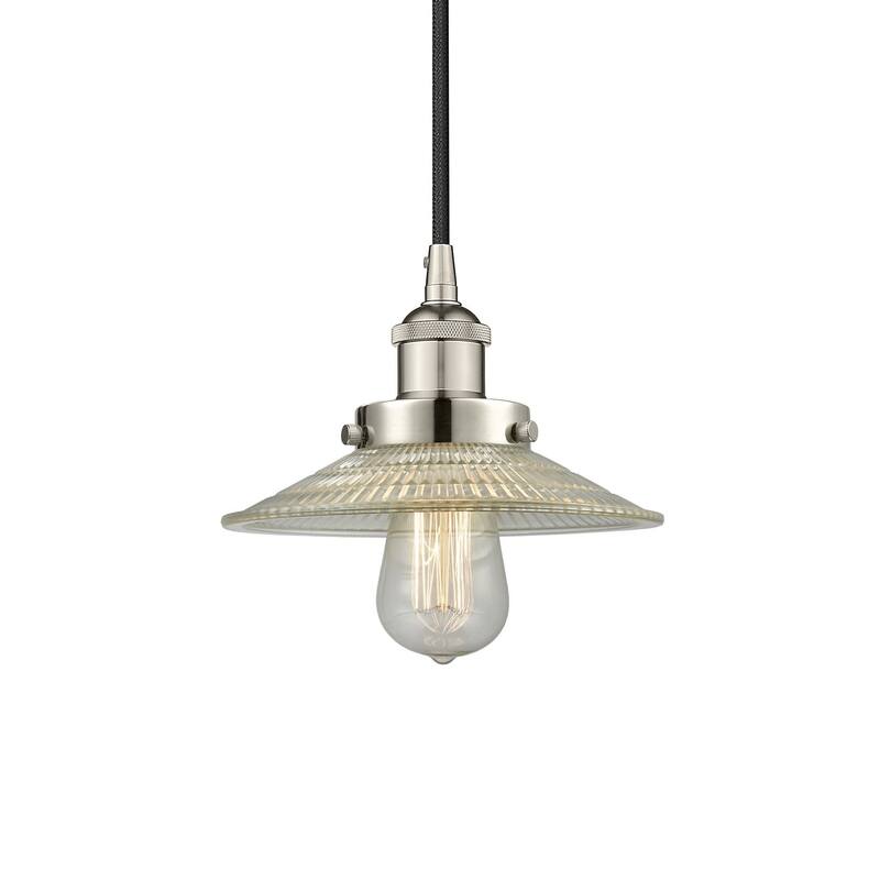 Innovations Lighting 616-1PH-6-9 Halophane Pendant Halophane 9" Wide - Polished Nickel / Clear Halophane
