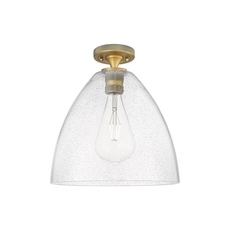 Innovations Lighting 434-1F-10-12 Crown Point Flush Dome Crown Point - Brushed Brass / Seedy