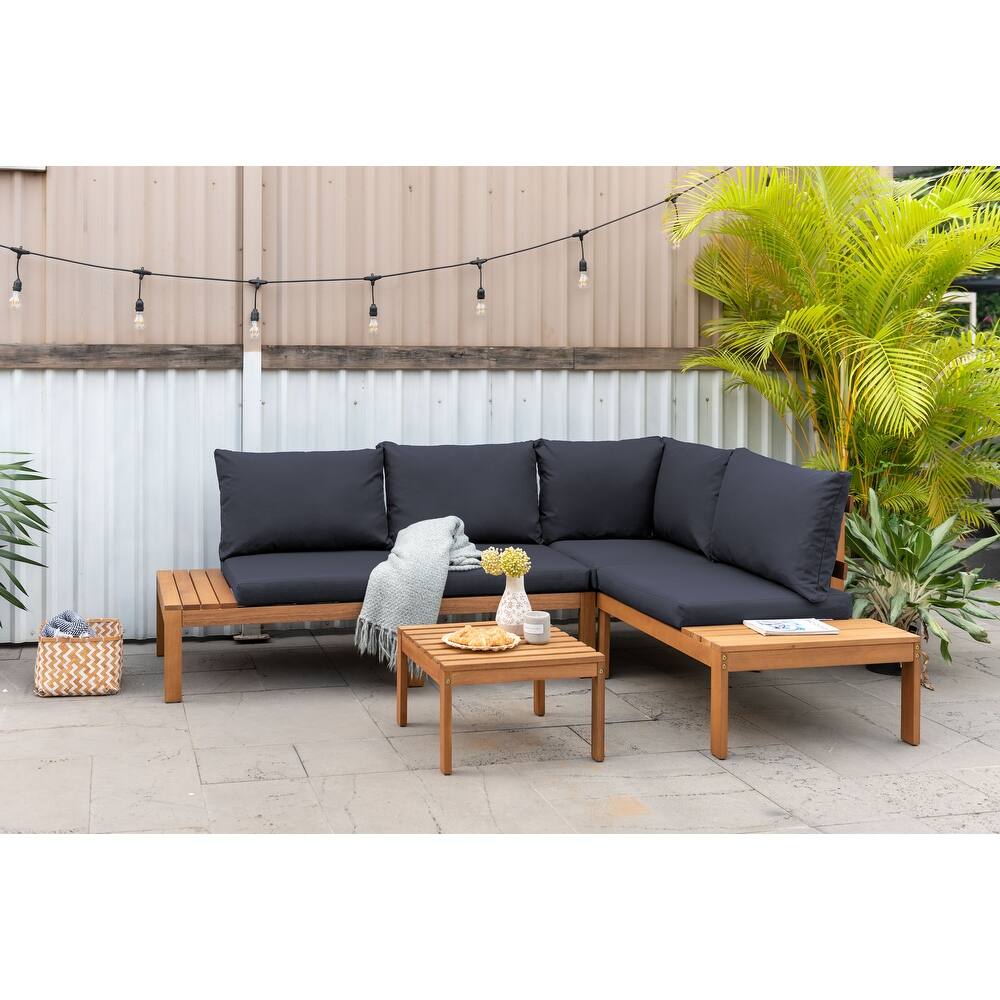 Amazonia Teak Finish George Patio Rope and Wood Sectional Set