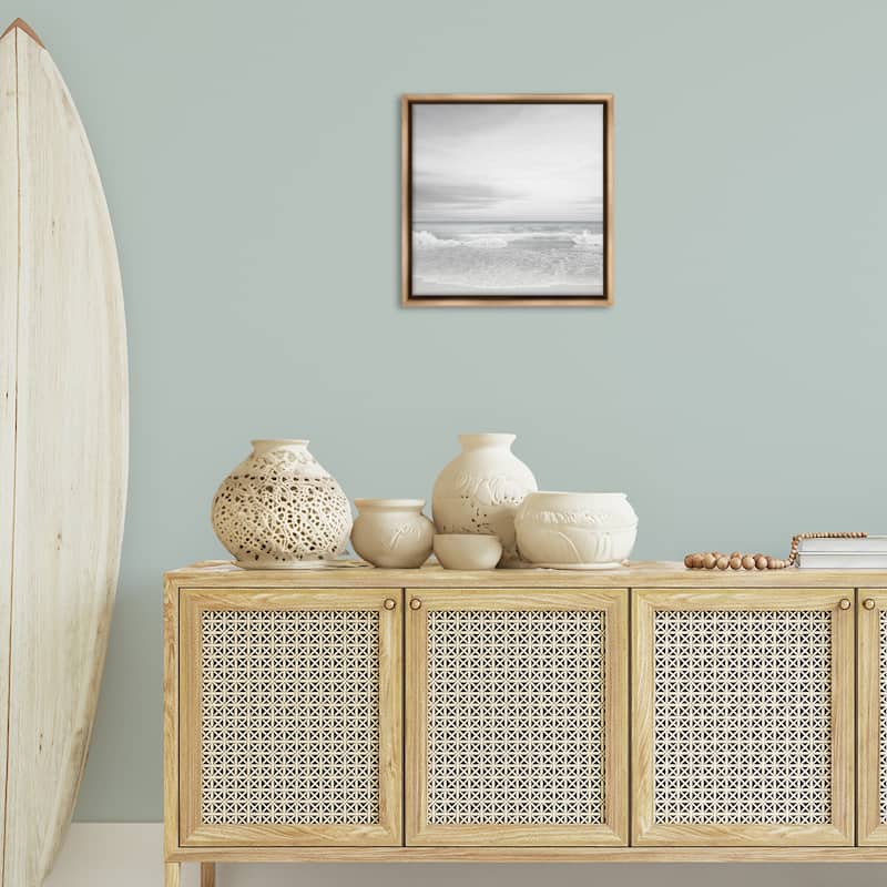 Stupell Soft Peaceful Beach Waves Framed Floater Canvas Wall Art Design By Maggie Olsen