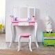 preview thumbnail 5 of 6, Wooden Kids Vanity Makeup Table Set for Girls Princess Three-Fold Mirror Dresser - 27.1*16.1*39.1