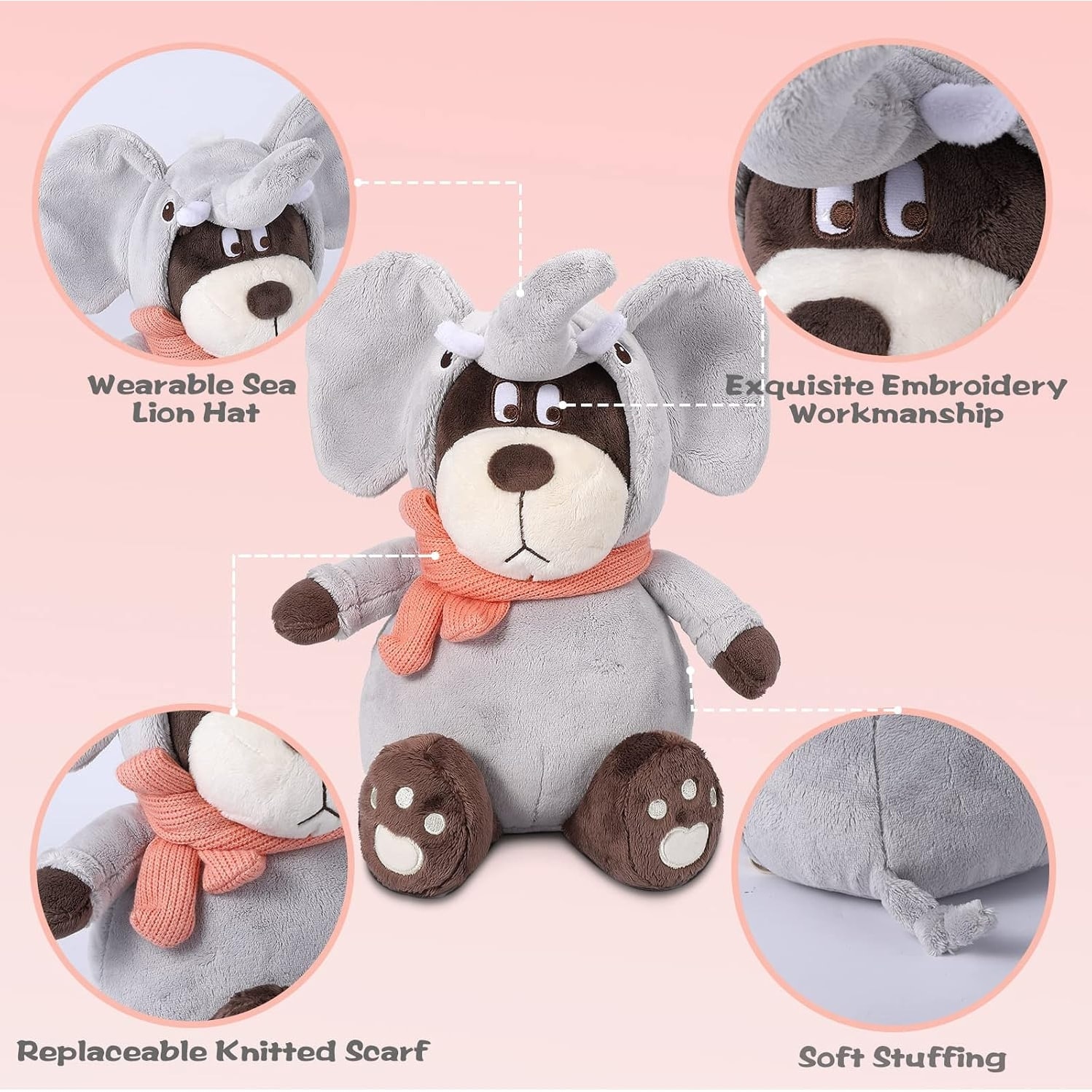 13.5in Plush Animal Toy Bear with Removable Coat for Boys