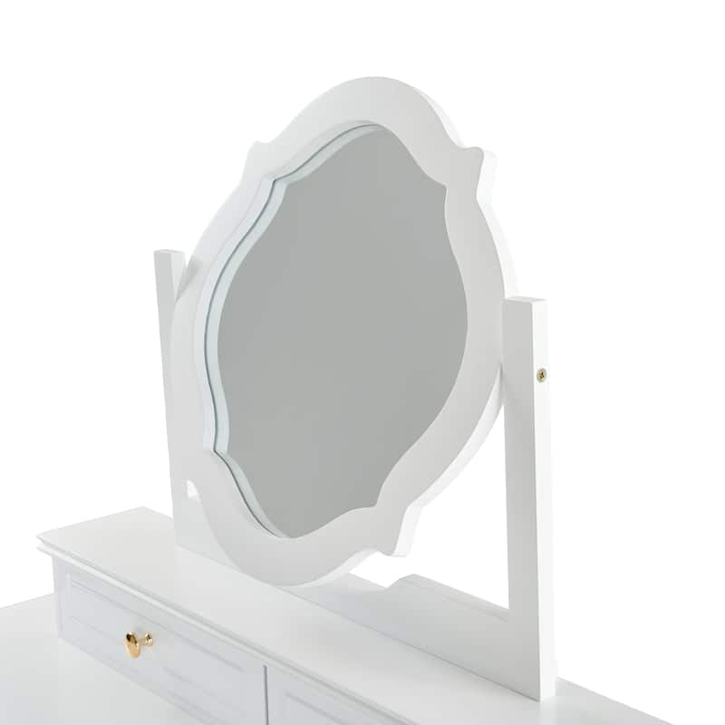 Makeup Vanity Table Dressing Table with Reversible Mirror and Stool