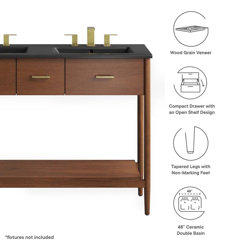 Zaire 18"/24"/30"/36"/48" Bathroom Vanity with Black Sink Top
