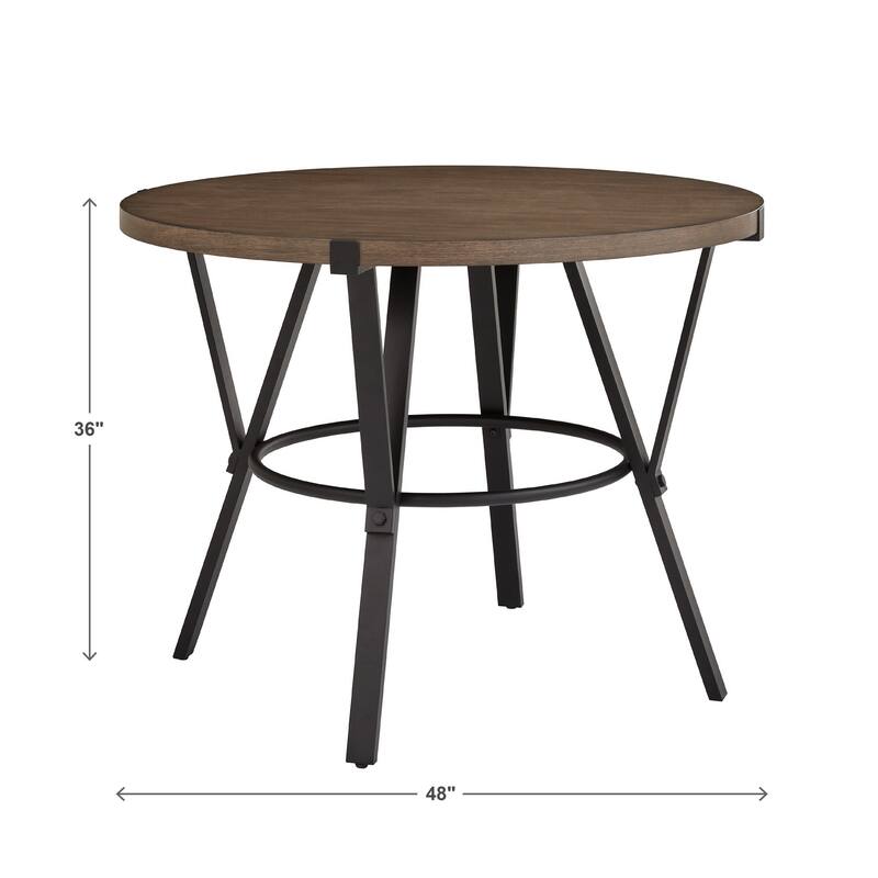 Bacalar Black Finish Metal Round Counter Height Table by iNSPIRE Q Modern - Brown