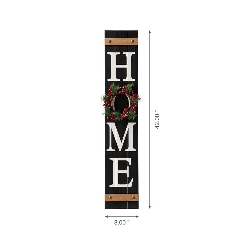Glitzhome 42"H Porch Sign with 3 Interchangeable Floral Wreaths for Fall Thanksgiving