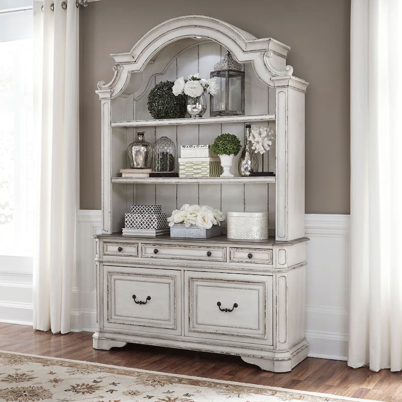 Magnolia Manor Antique White Optional Credenza & Hutch - Antique White