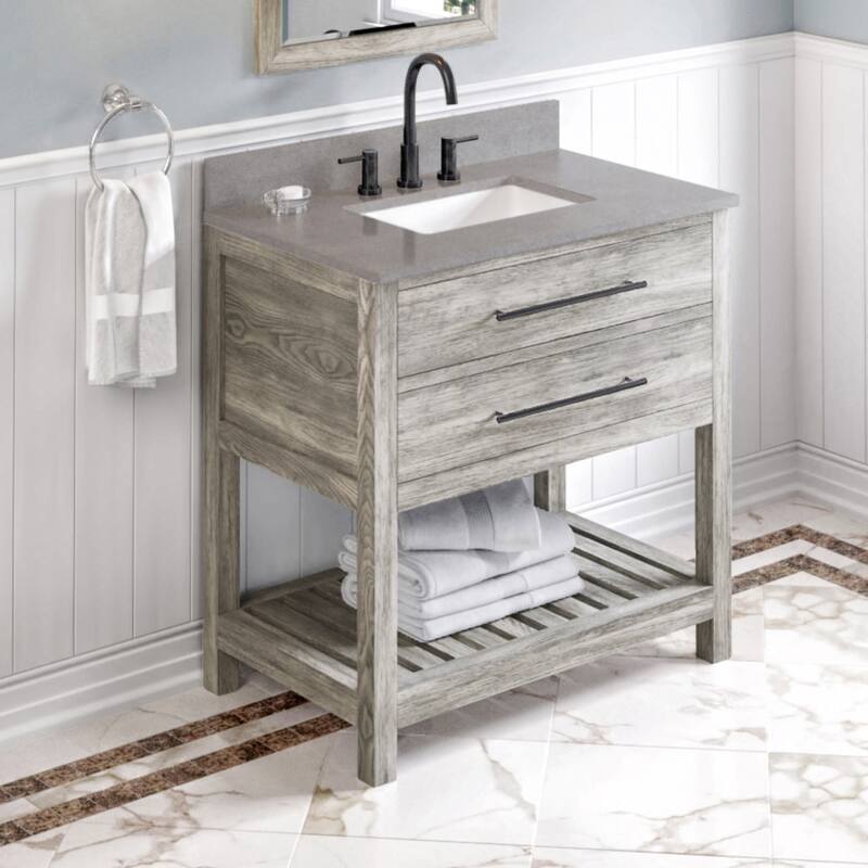 Jeffrey Alexander VKITWAV36R-MARBLE Wavecrest II 36" Free Standing - Weathered Grey / Steel Grey