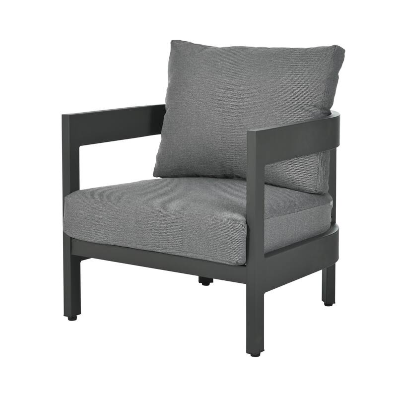 4-Piece Outdoor 5-Seater Iron Sofa Set with Coffee Table
