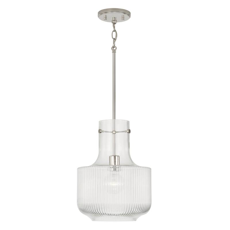 Nyla 1-light Pendant w/ Clear Fluted Glass - Polished Nickel