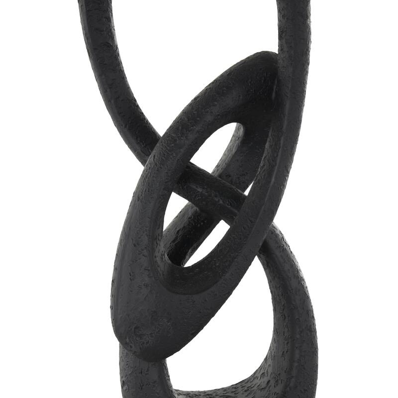 Polystone Abstract Intertwined Loop Decorative Sculpture with Block Base - Black - Roche River Decor