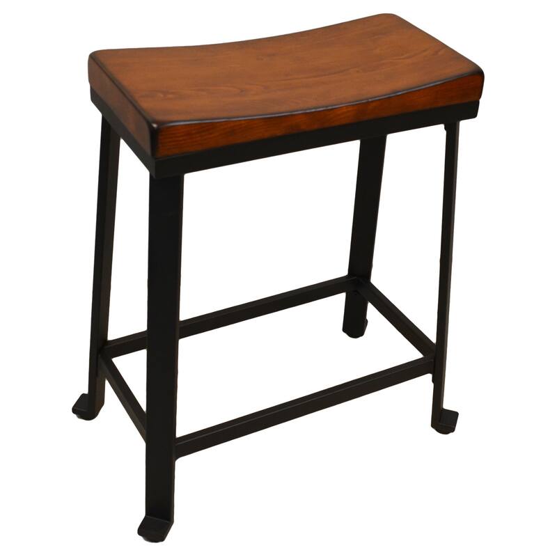 24" Chestnut And Black Steel Backless Counter Height Bar Chair With Footrest - 22