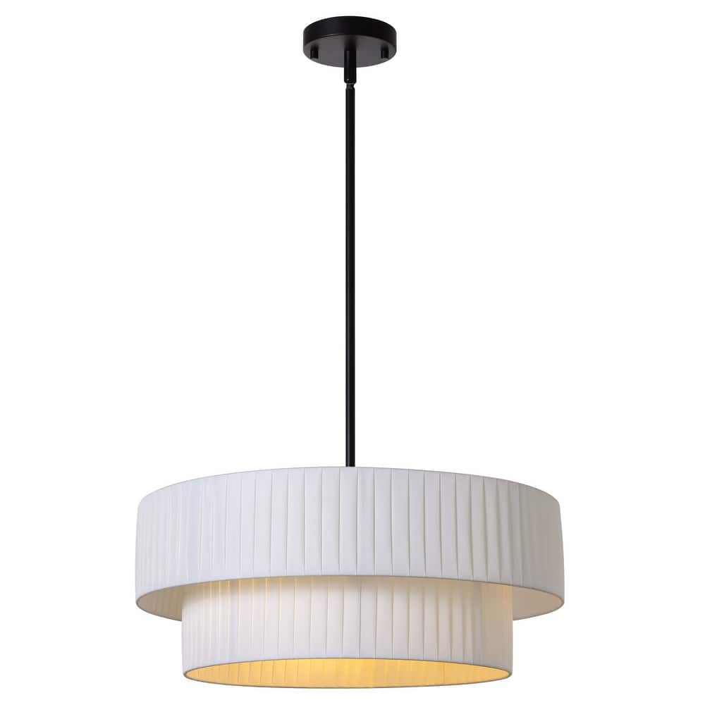 Modern 3-Light Drum Chandelier Fabric Shade Ceiling Hanging Pendant