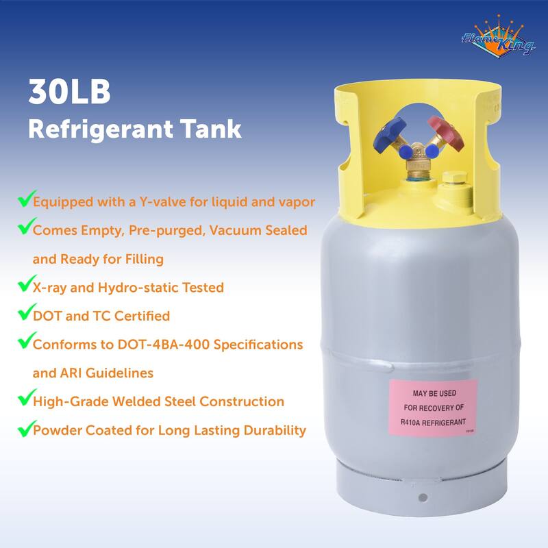 Flame King YSNR301, 30LB Refrigerant Recovery Cylinder Tank