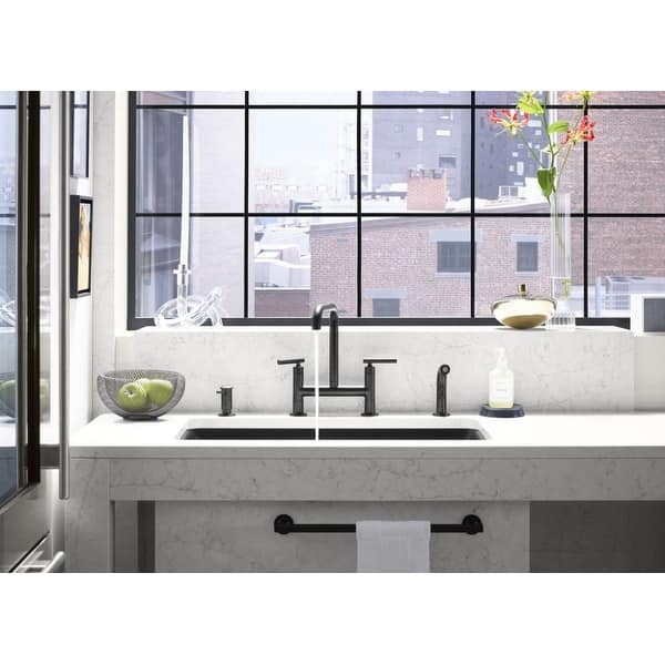 Shop Kohler K 7548 4 Purist Double Handle Bridge Kitchen Faucet