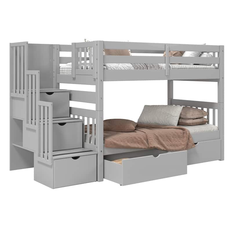 Taylor & Olive Trillium Twin over Twin Stairway Bunk Bed, 2 Drawers