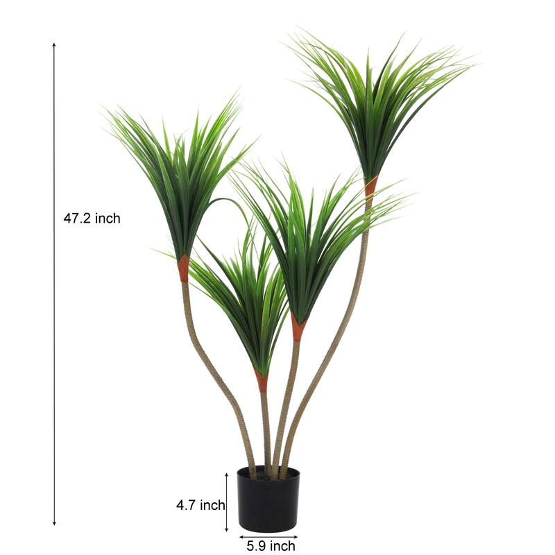 4FT Artificial Dracaena Plant, Tall Faux Floor Tree for Indoor Decor - 47.2"