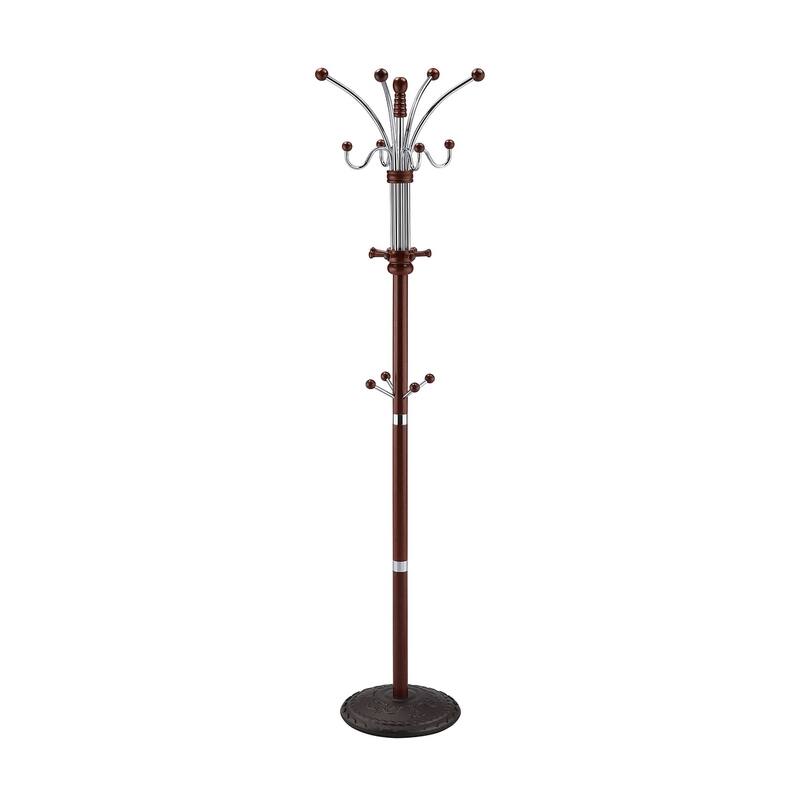73 In. Metal and Wood Coat Rack