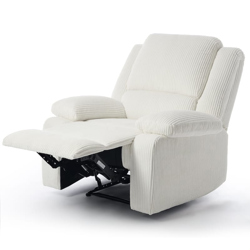 2 Set Corduroy Manual Recliner Glider Club Chair with Footrest