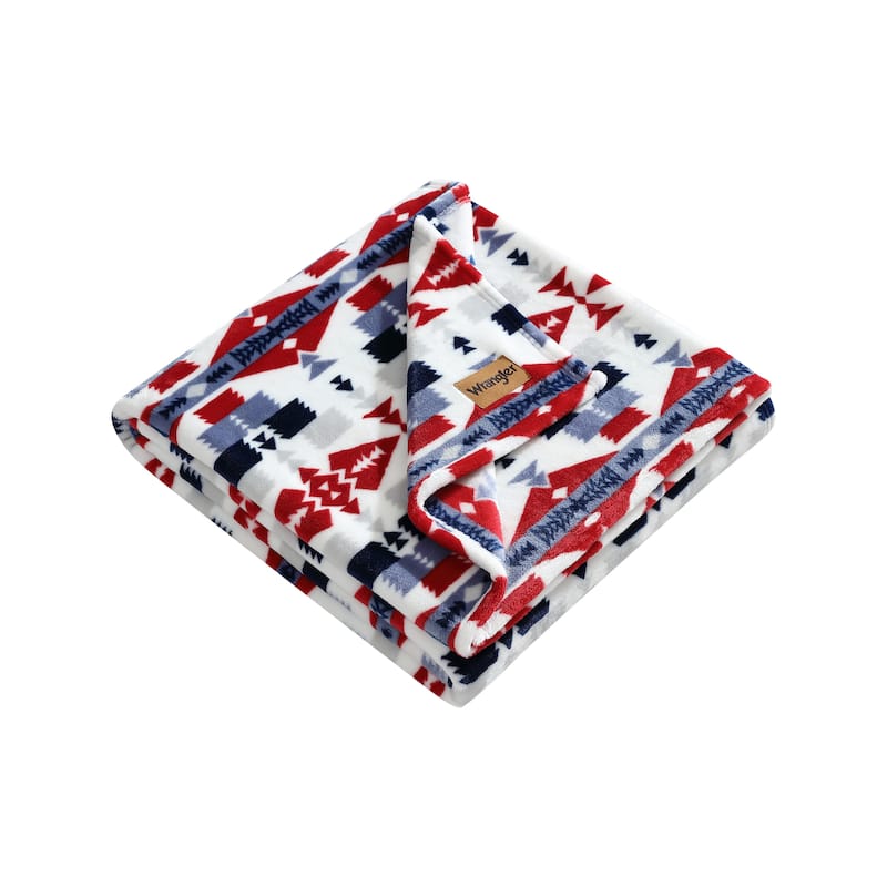 Wrangler Printed Ultra Soft Plush Fleece Throw Blanket.