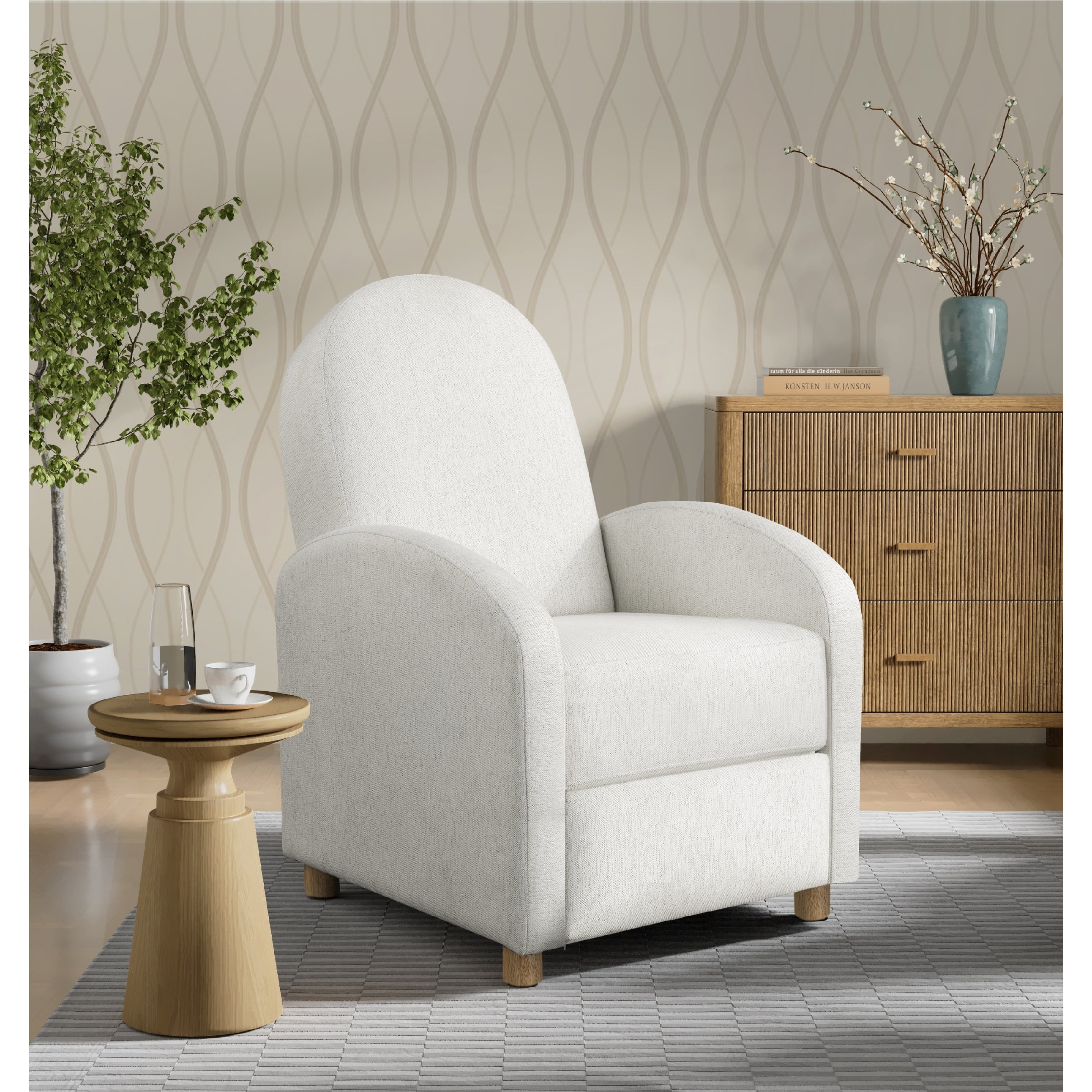 Cream Fabric Pushback Recliner Chair with Lumbar Support, 33.7-inch Width, 250 Lbs Capacity
