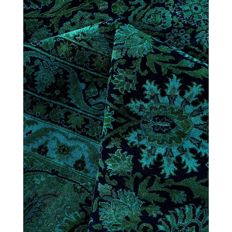 Overdyed, One-of-a-Kind Hand-Knotted Area Rug - Blue - 10' 1" x 15' 10"