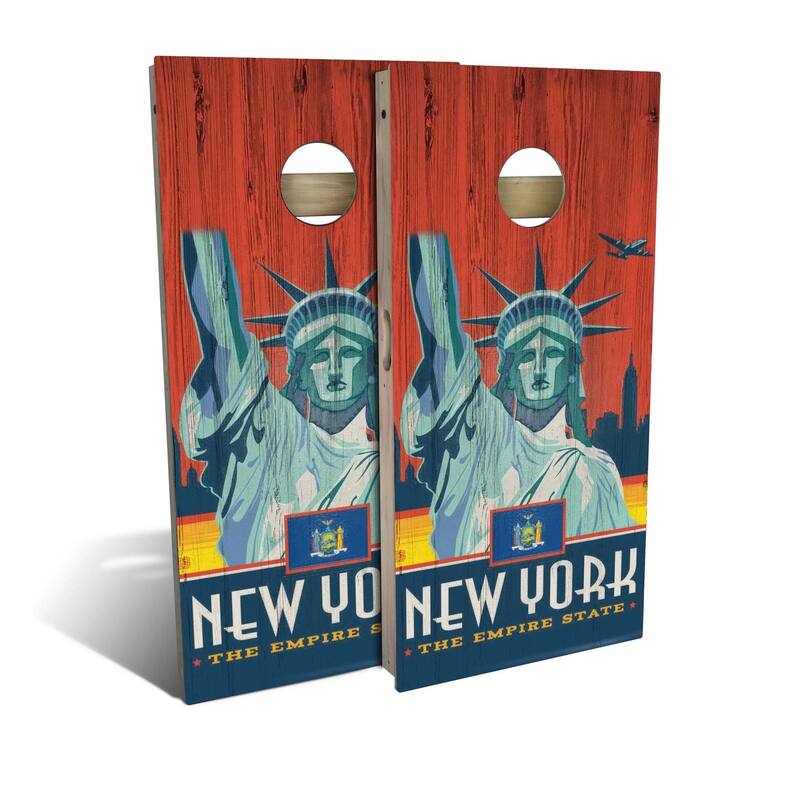 New York State Pride Outdoor Cornhole Board Set - Board Wraps Only - Include Case + Edge Lights
