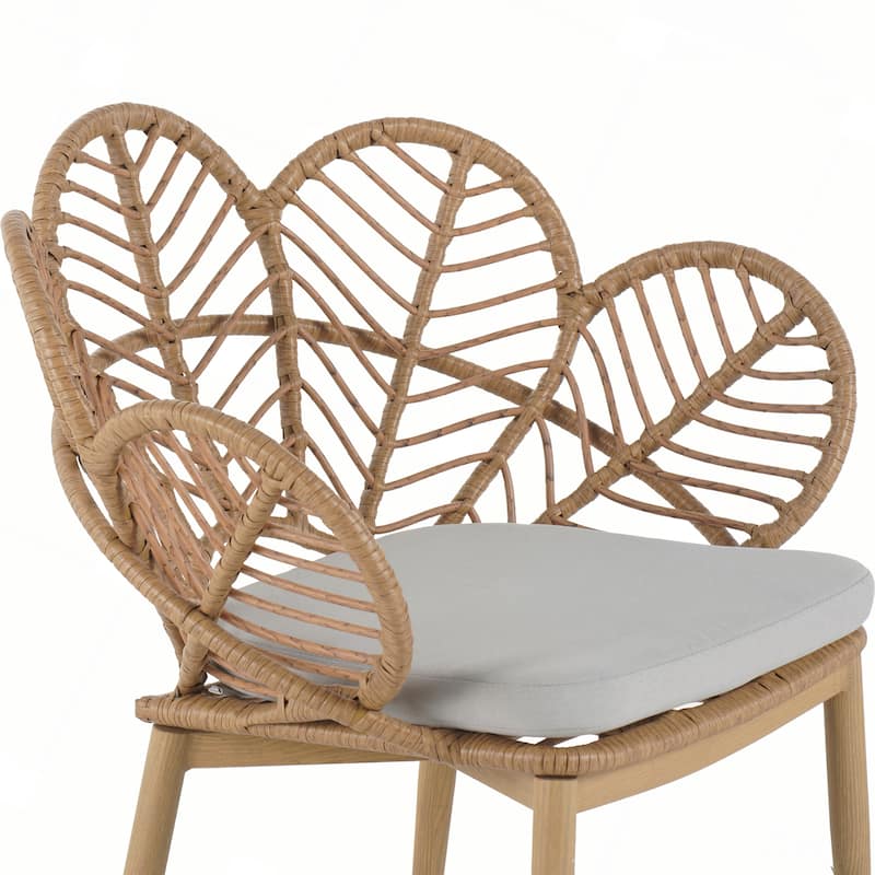 Outdoor Wicker Peacock Shape Papasan Style Chair, Set of 2