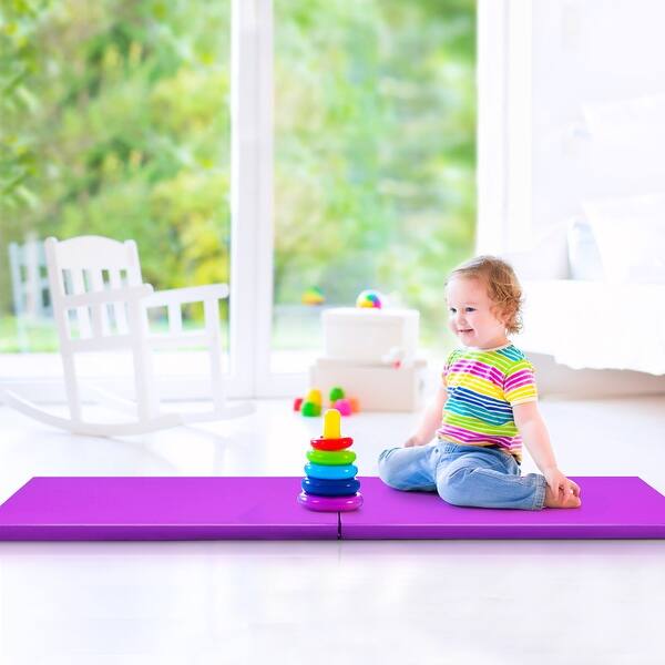 Shop Costway 6 X 2 Gymnastics Yoga Mat Thick Two Folding Panel