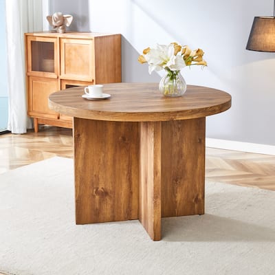 Round Dining Table with Spacious Top,Solid MDF Construction